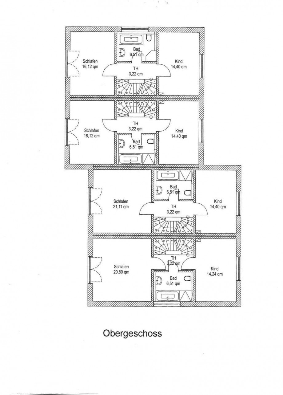 Grundriss Obergeschoss Reiheneckhaus M�nchen