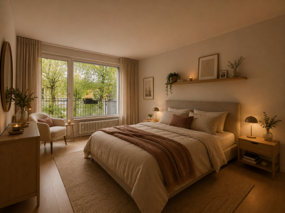 Beispiel M�blierung Schlafzimmer Dachgeschosswohnung M�nchen