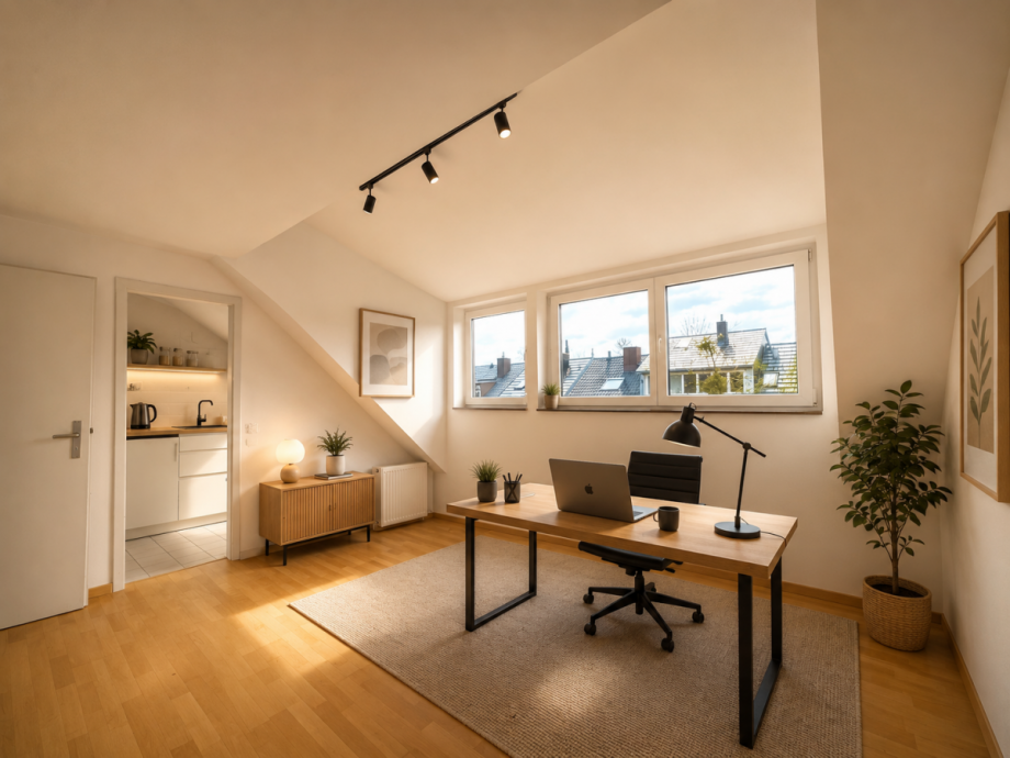 Beispiel Visualisierung Arbeitszimmer DG Reihenendhaus M�nchen