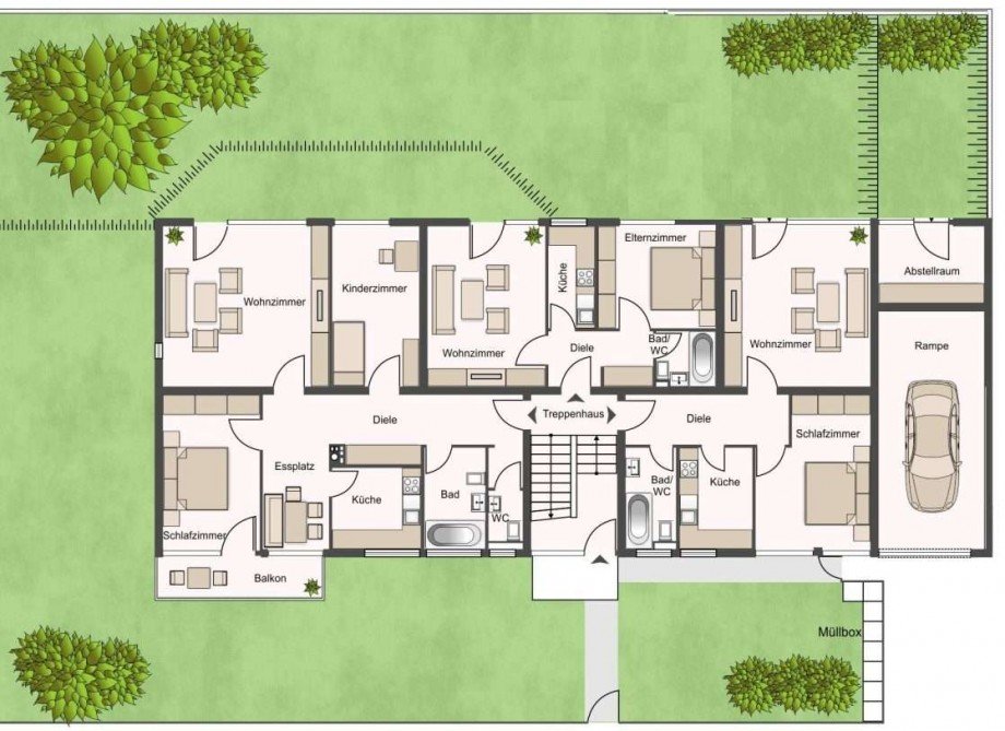 Grundriss Erdgeschoss Mehrfamilienhaus M�nchen