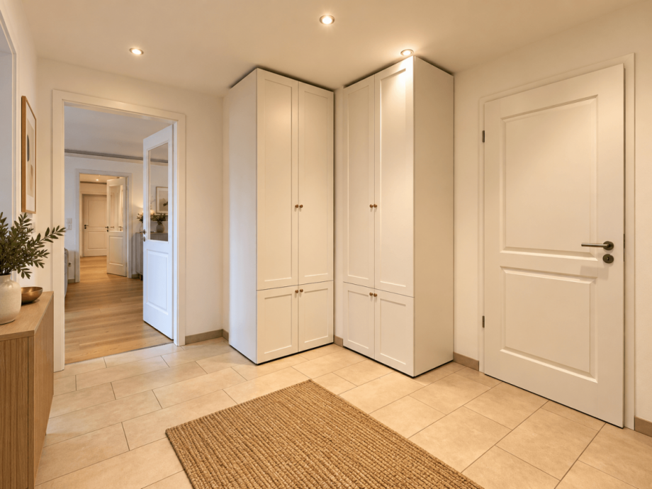 Warmer skandinavischer Eingangsbereich Dachgeschosswohnung M�nchen