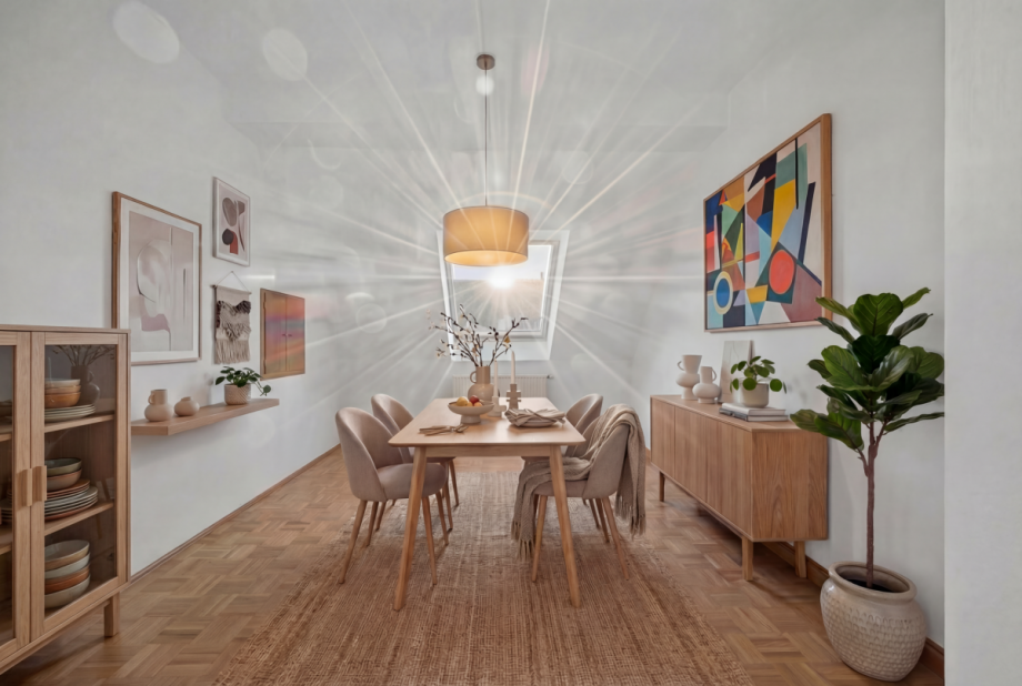 Esszimmer Visualisierung Dachgeschosswohnung M�nchen