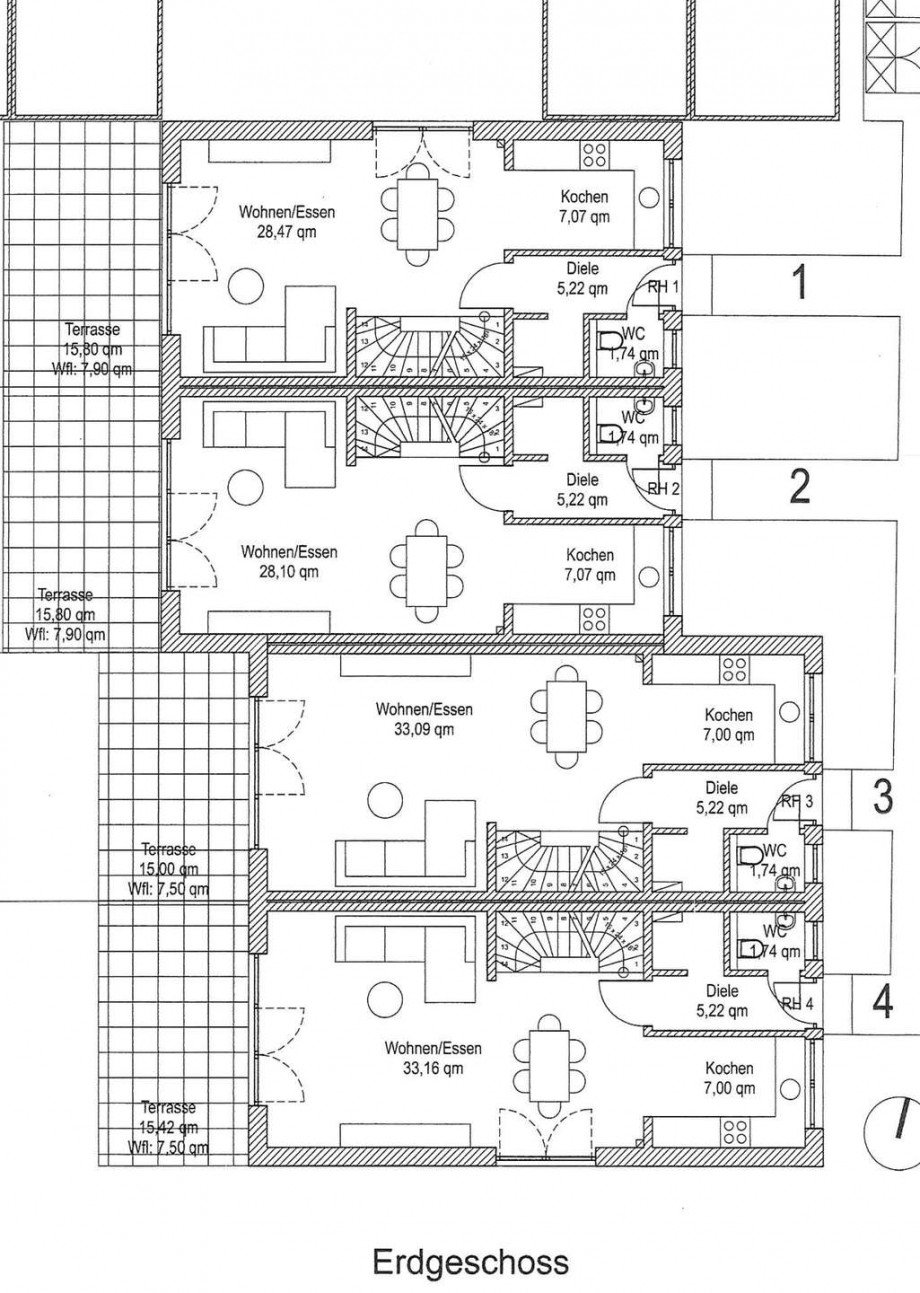Grundriss Erdgeschoss Reiheneckhaus M�nchen