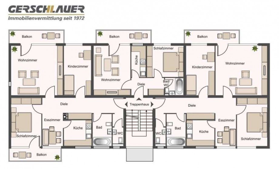Grundriss zweites Obergeschoss Mehrfamilienhaus M�nchen