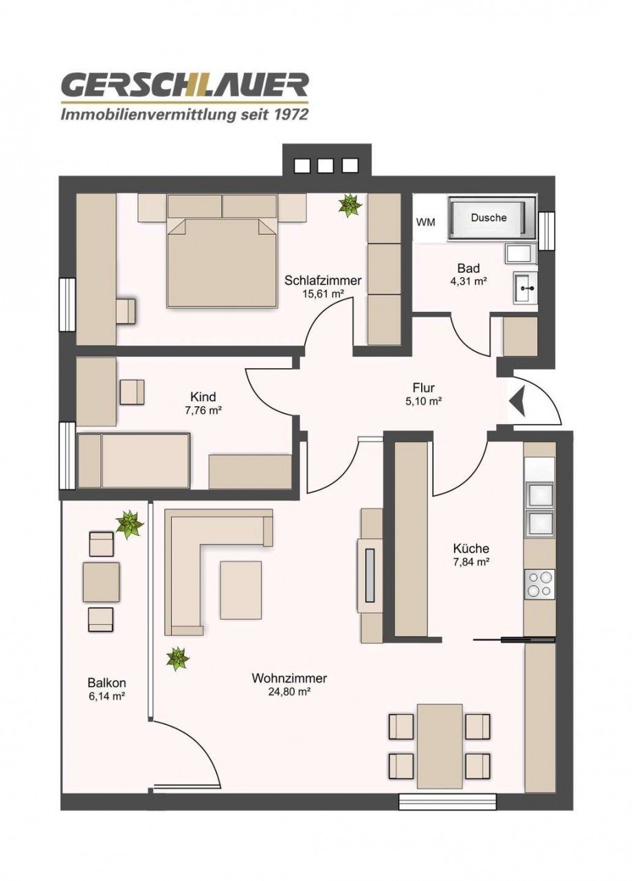 sch�ner Grundriss Etagenwohnung Unterschlei�heim