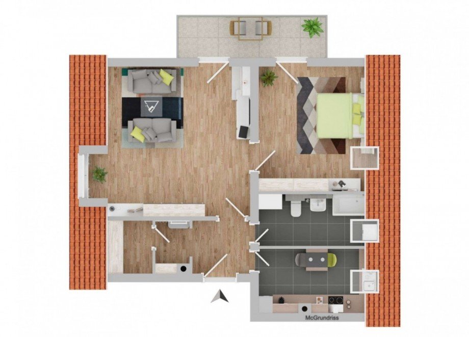 Grundriss Dachgeschosswohnung M�nchen