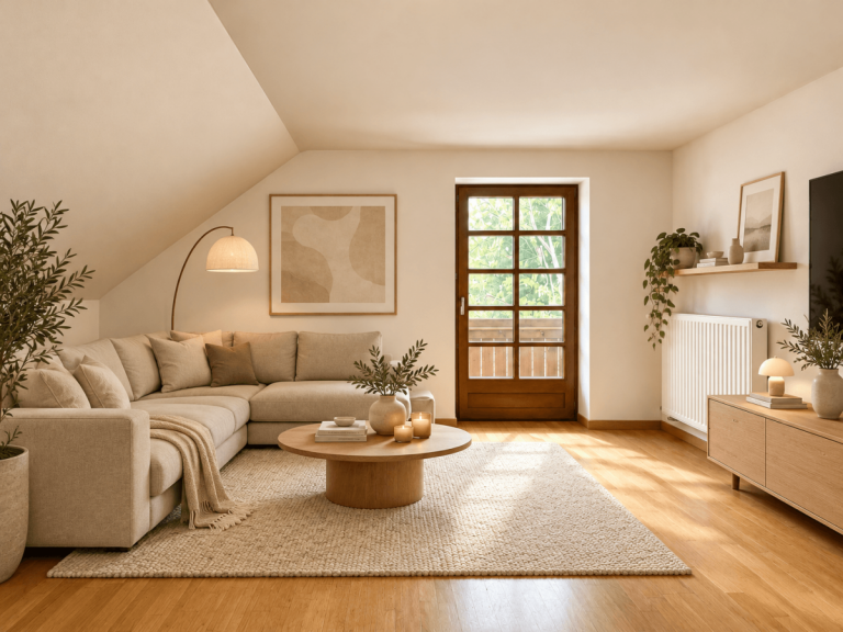 Wohnzimmer - KI generierte Darstellung M�nchen - Deutschland - Bayern - Landkreis M�nchen - Stadt M�nchen - M�nchen S�d - Solln Dachgeschosswohnung 2-Zi.-Dachgeschosswohnung in ruhiger und gr�ner Bestlage von Solln