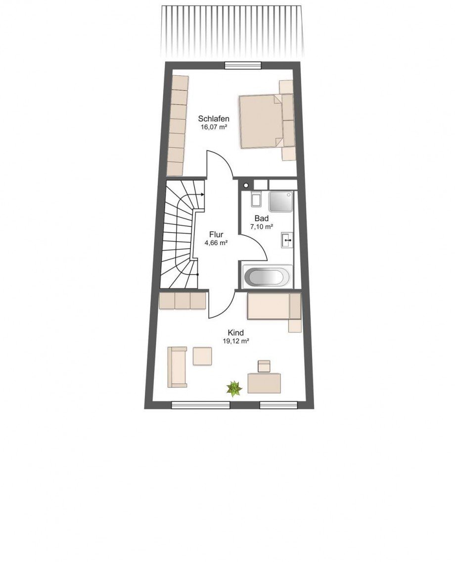 Grundriss Obergeschoss Reihenmittelhaus Neuried