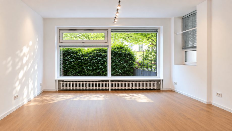 Heller Wohnbereich mit Blick ins Gr�ne Erdgeschosswohnung M�nchen