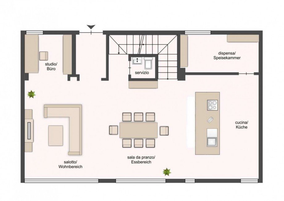 Grundriss Erdgeschoss Einfamilienhaus Gardone Riviera