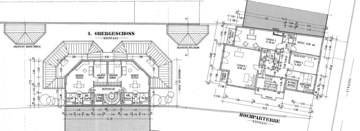 Grundriss 1. Obergeschoss Mehrfamilienhaus M�nchen