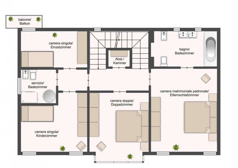 Grundriss Obergeschoss Einfamilienhaus Gardone Riviera