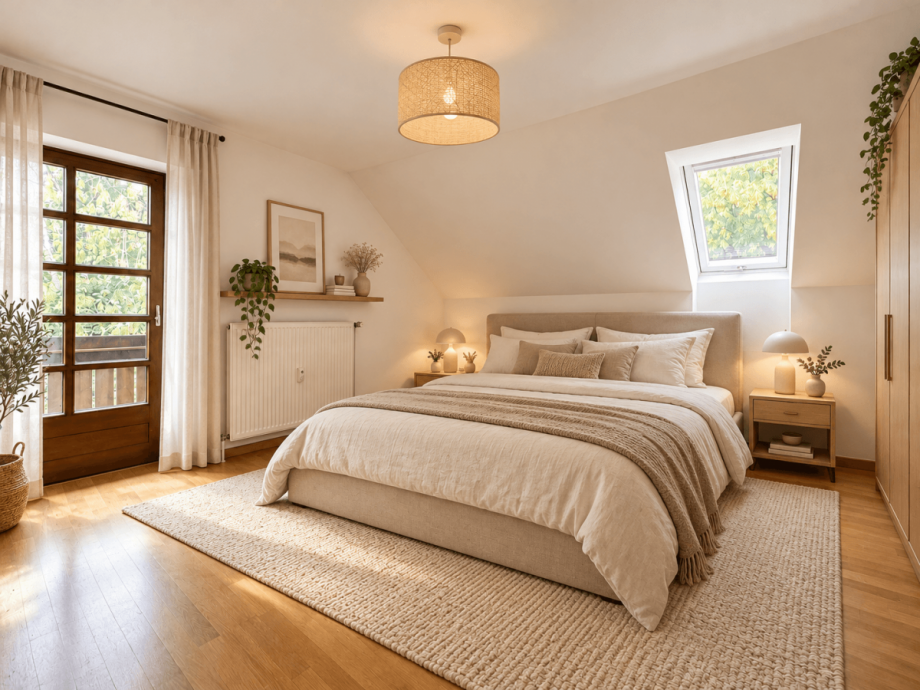 Schlafzimmer - KI generierte Darstellung Dachgeschosswohnung M�nchen