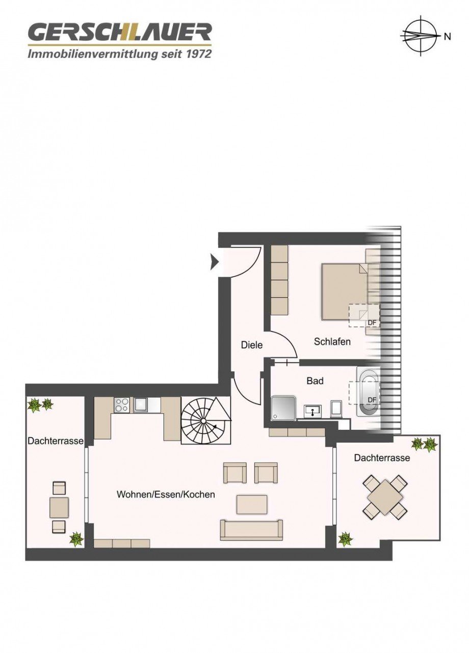 Grundriss untere Ebene Maisonettewohnung M�nchen