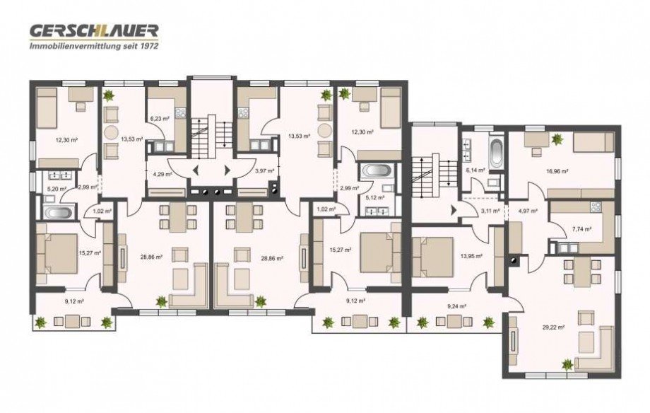 Grundriss 1. OG Mehrfamilienhaus Grafing