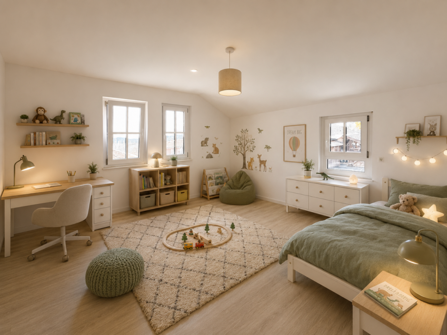Homestaging Kinderzimmer mit neuem Boden Einfamilienhaus Egling