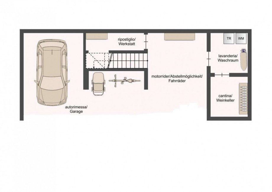 Grundriss Untergeschoss Einfamilienhaus Gardone Riviera