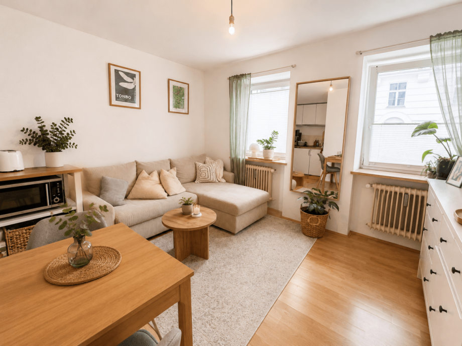 Wohnzimmer Etagenwohnung M�nchen