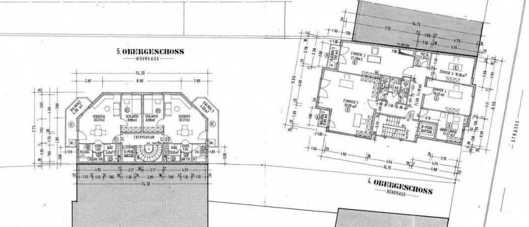 Grundriss 5. Obergeschoss Mehrfamilienhaus M�nchen