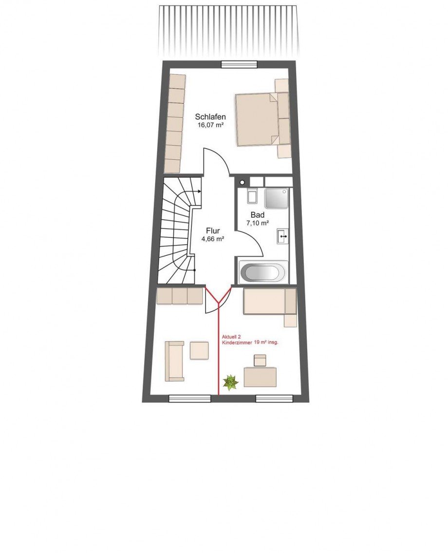 Grundriss Obergeschoss Reihenmittelhaus Neuried
