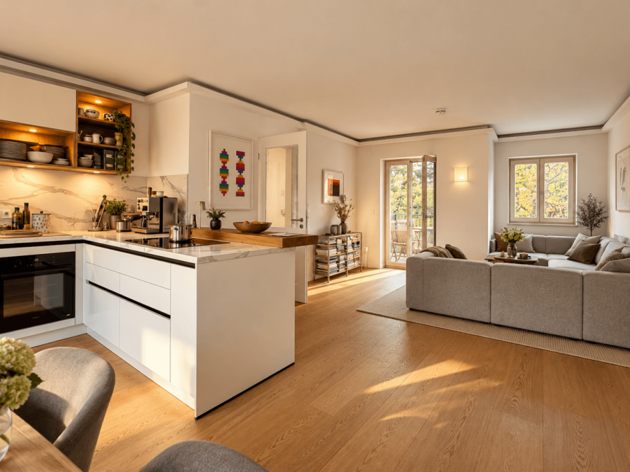 Skandinavische Wohlf�hlwohnung mit offener K�che Dachgeschosswohnung M�nchen