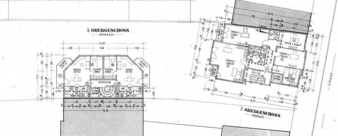 Grundriss 3. Obergeschoss Mehrfamilienhaus M�nchen