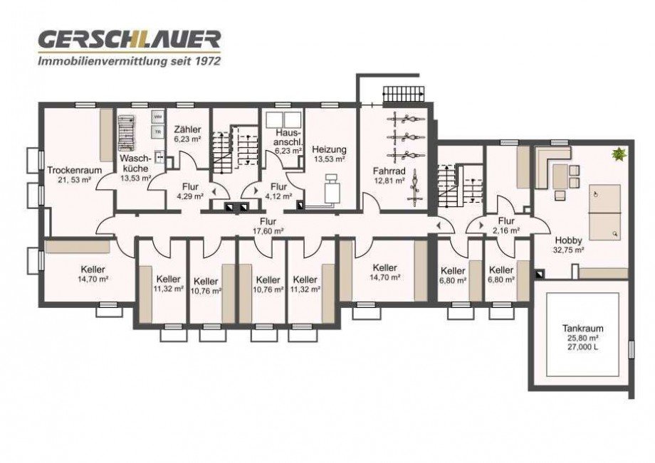 Grundriss Kellergeschoss Mehrfamilienhaus Grafing