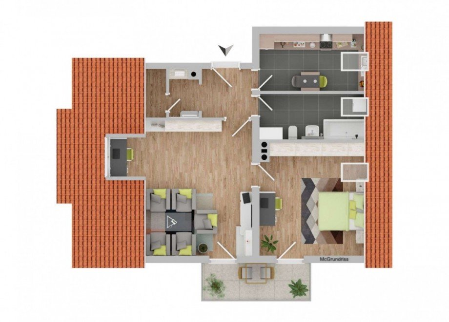 Grundriss Dachgeschosswohnung M�nchen