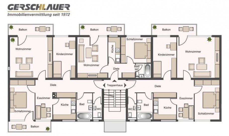 Grundriss erstes Obergeschoss Mehrfamilienhaus M�nchen