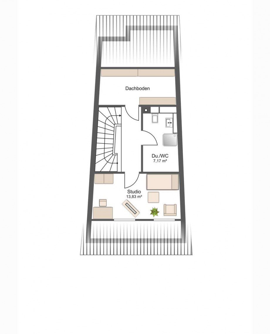 Grundriss Dachgeschoss Reihenmittelhaus Neuried