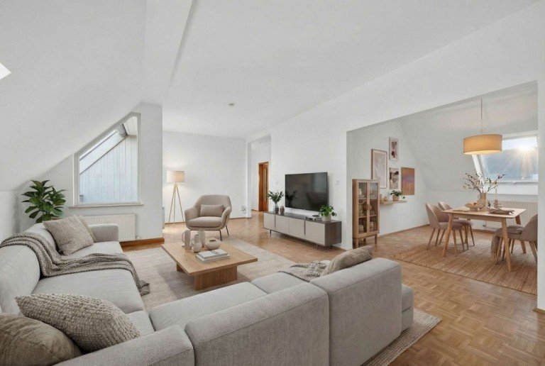 Visualisierung Wohnzimmer M�nchen Dachgeschosswohnung Exklusive Dachgeschosswohnung mit Gestaltungspotenzial und zwei Terrassen in Untergiesing-Harlaching