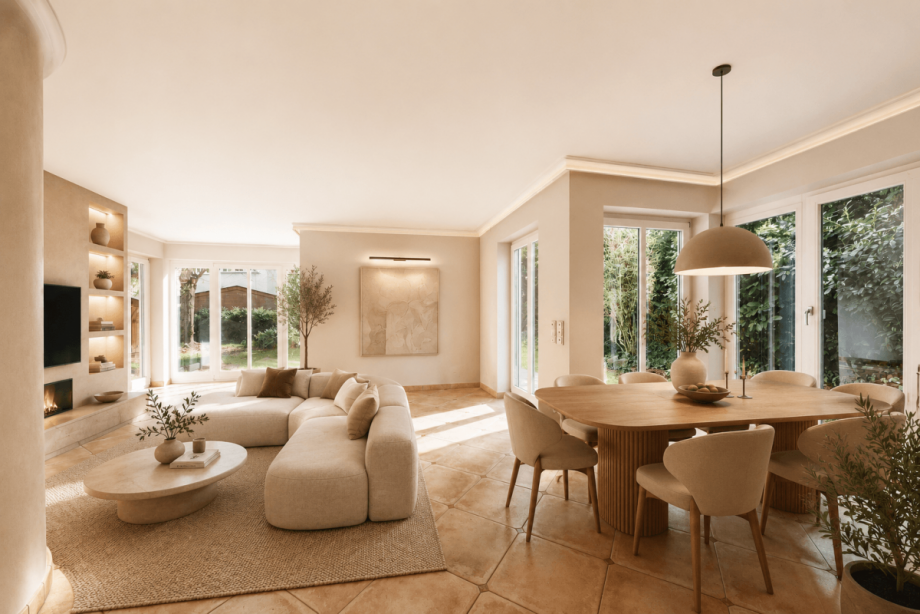 Visualisierung Wohnzimmer Erdgeschosswohnung M�nchen
