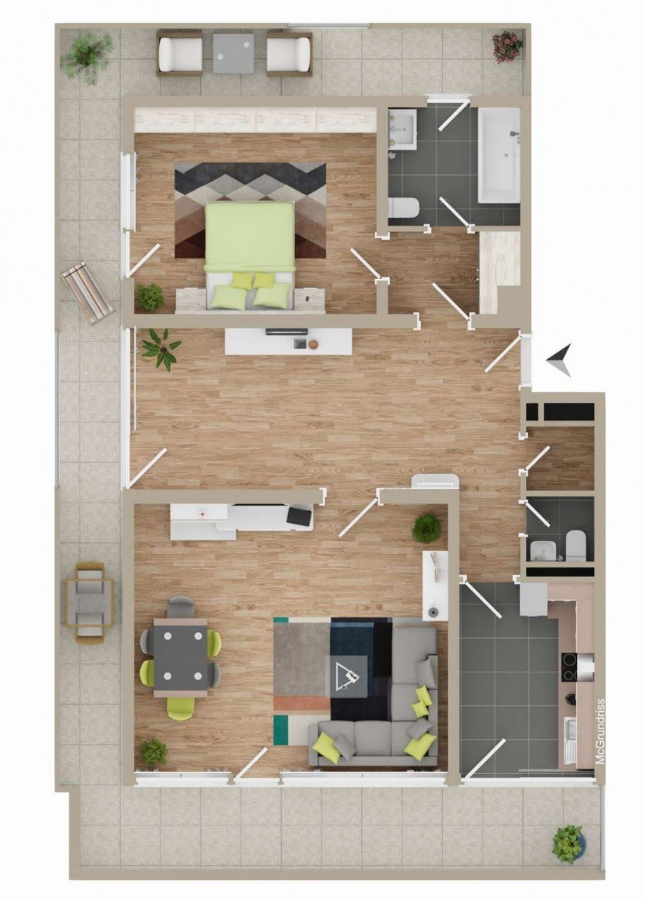 Grundriss Dachgeschosswohnung M�nchen