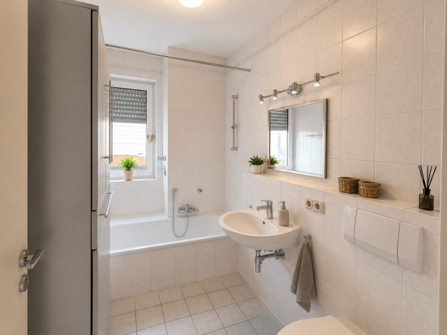 Bad im Erdgeschoss Terrassenwohnung Gauting