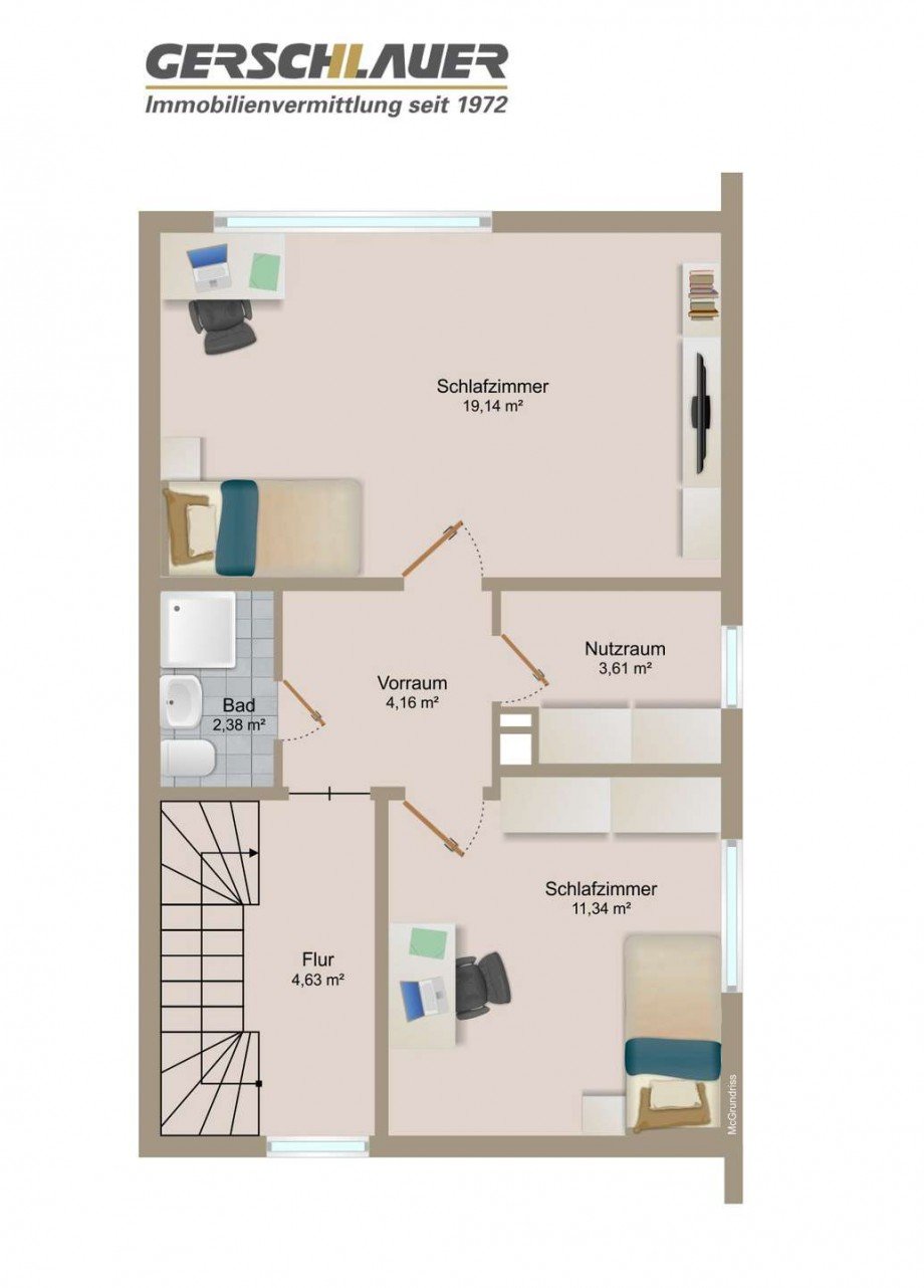 Grundriss_1. OG Reihenendhaus M�nchen