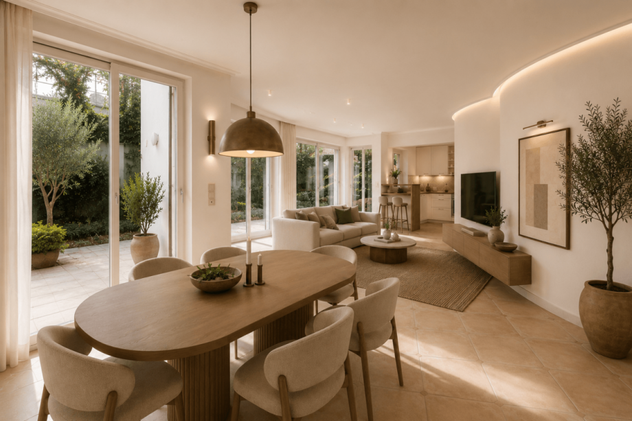 Visualisierung Wohnzimmer Erdgeschosswohnung M�nchen