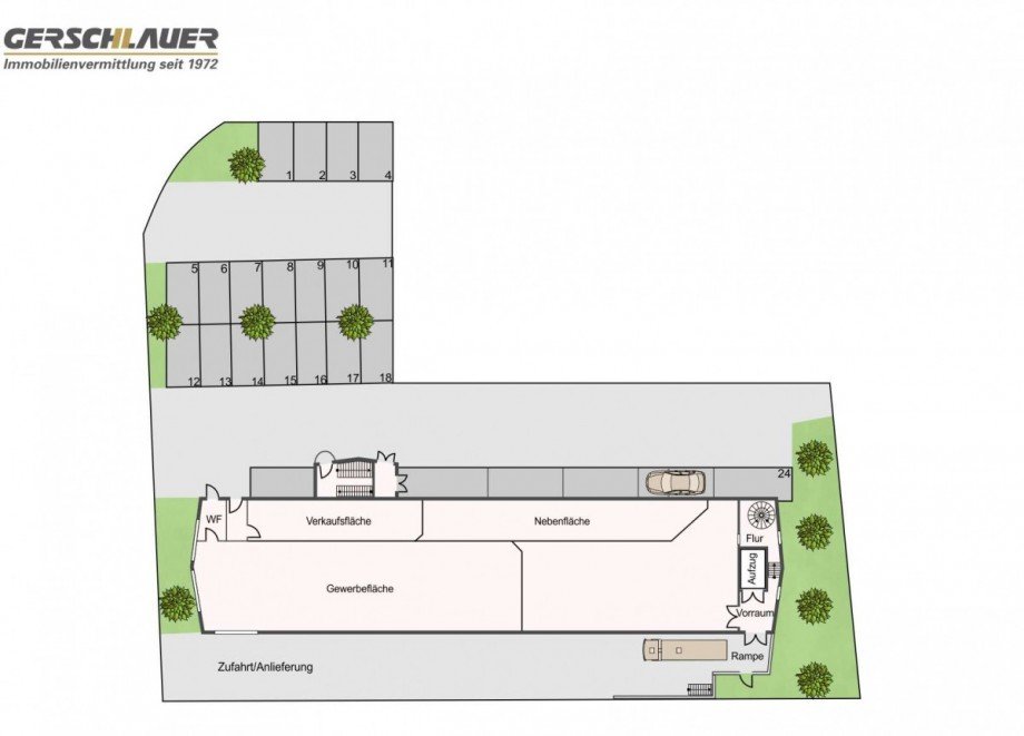 Grundrissplan Gewerbefl�che Wohn- / Gesch�ftshaus Vilshofen an der Donau