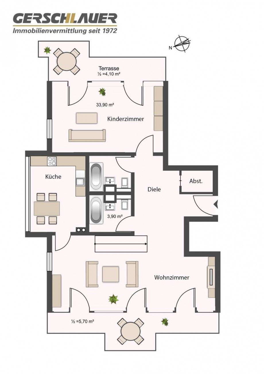 Grundriss 4. Obergeschoss Dachgeschosswohnung M�nchen