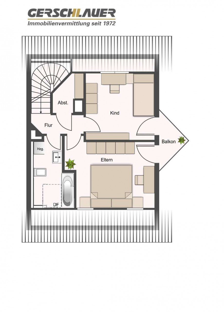 Grundriss Dachgeschoss Maisonettewohnung M�nchen