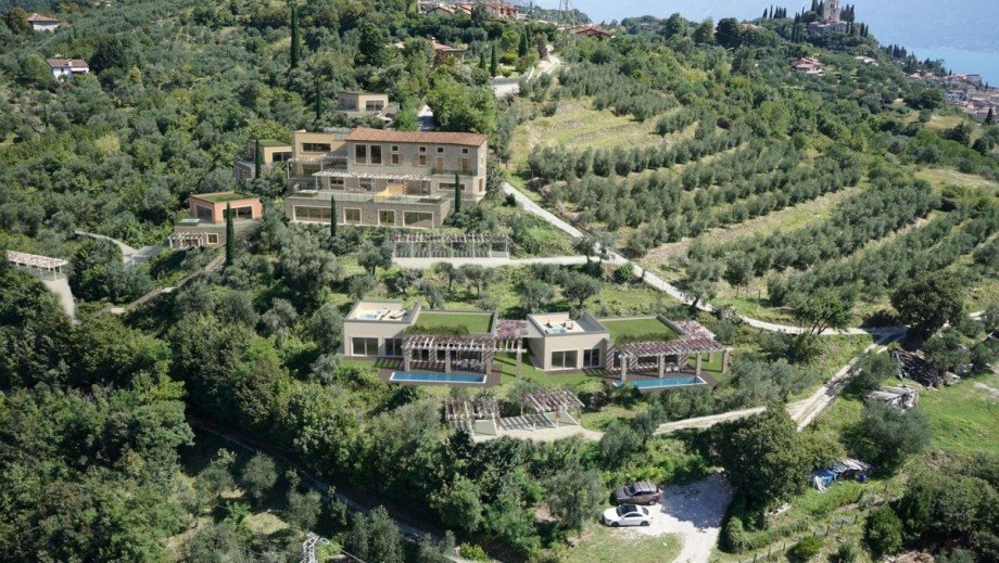 Luftansicht auf die Anlage Villa Toscolano-Maderno