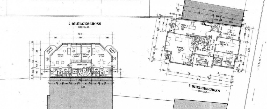 Grundriss 4. Obergeschoss Mehrfamilienhaus M�nchen