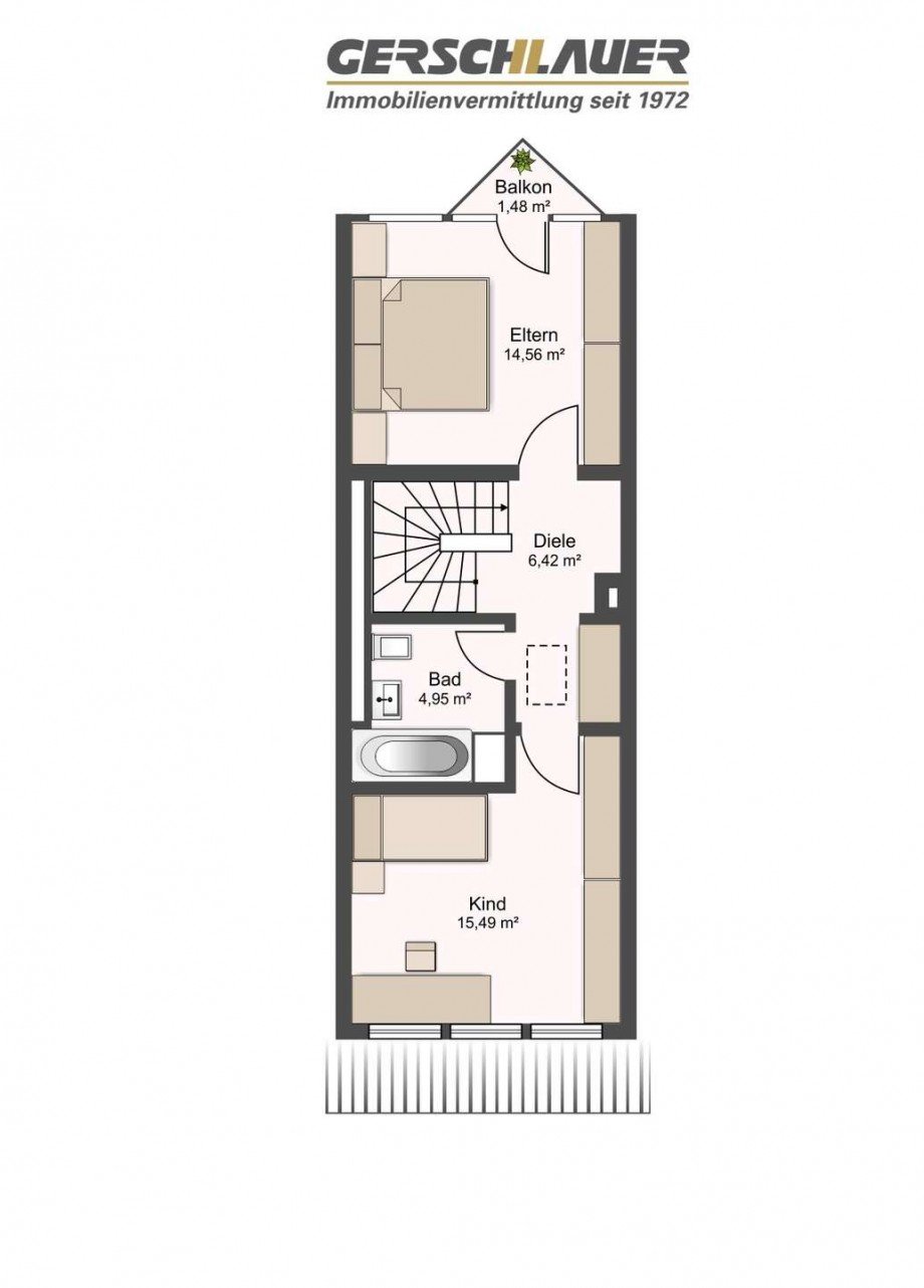 Grundriss Obergergeschoss Reihenhaus M�nchen
