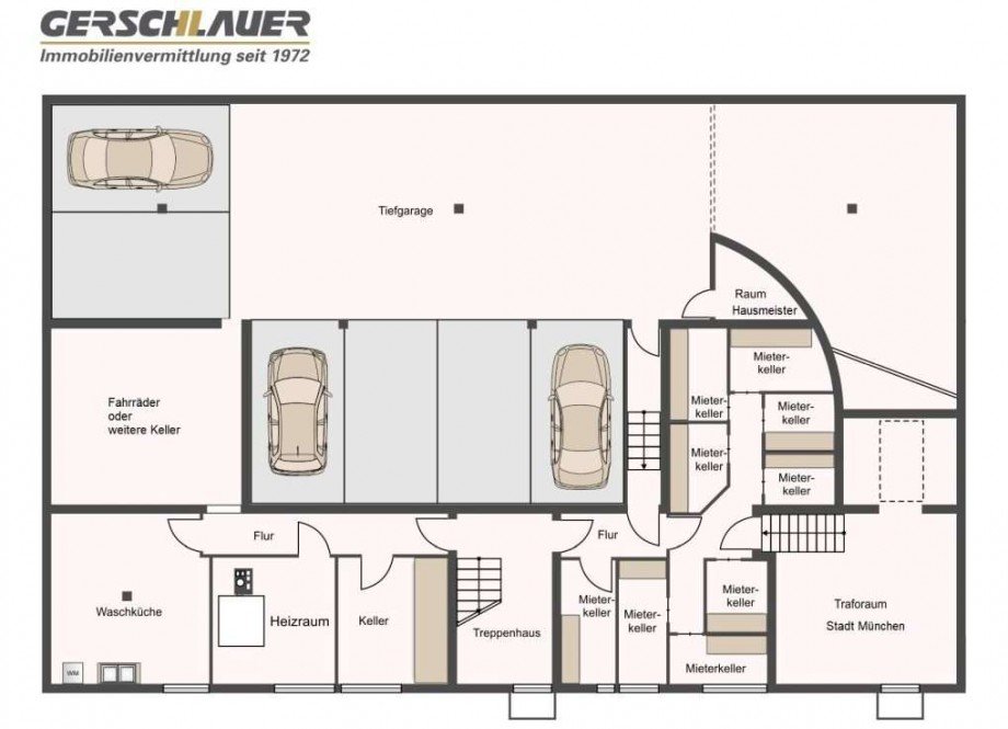 Grundriss Kellergeschoss Mehrfamilienhaus M�nchen