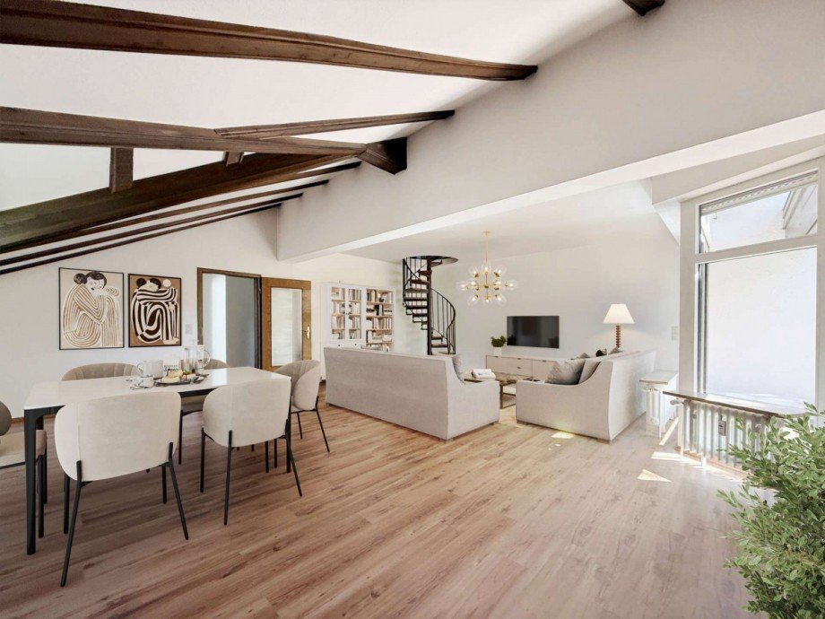 Staging Wohnzimmer Dachgeschosswohnung M�nchen